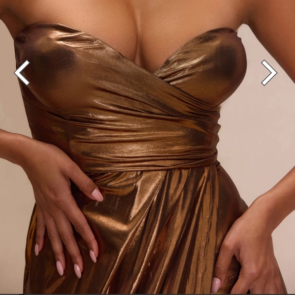 Gold Strapless Fashionova Dress New - Picture 5 of 6
